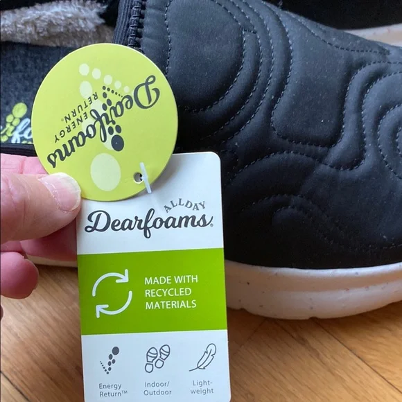 Dearfoam Findlay ReGrind Black Quilted Slip-On Shoes new - Picture 4 of 12